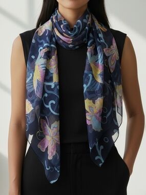 Sheer Butterflies Oblong Scarf 